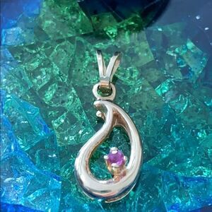 14k Gold Teardrop Pendant with Ruby